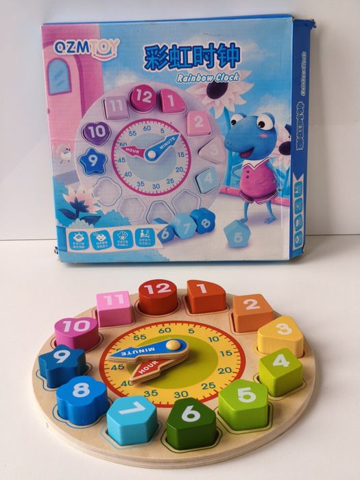 Набір дерев'яної рибалки. Годинник. Шнурівка. Абетка.