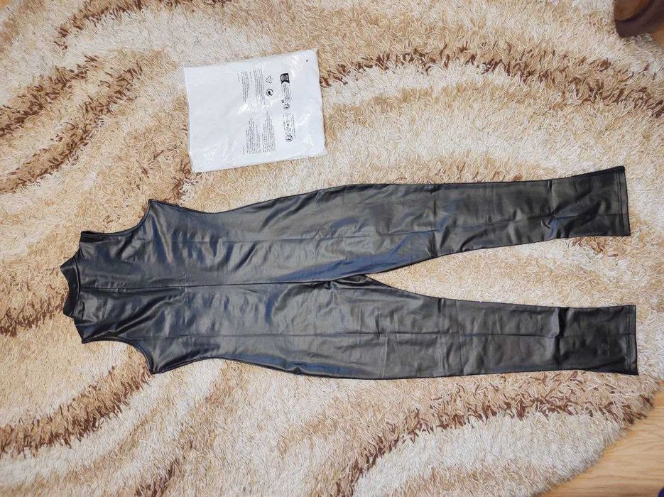 Комбінезон Леді-Кішка Шкіряний Лаковий Комбез кожа лак костюм Госпожа