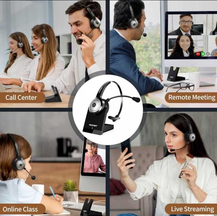 Zestaw Bluetooth z Mikrofonem Redukcja Szumów Baza Ładująca 32h