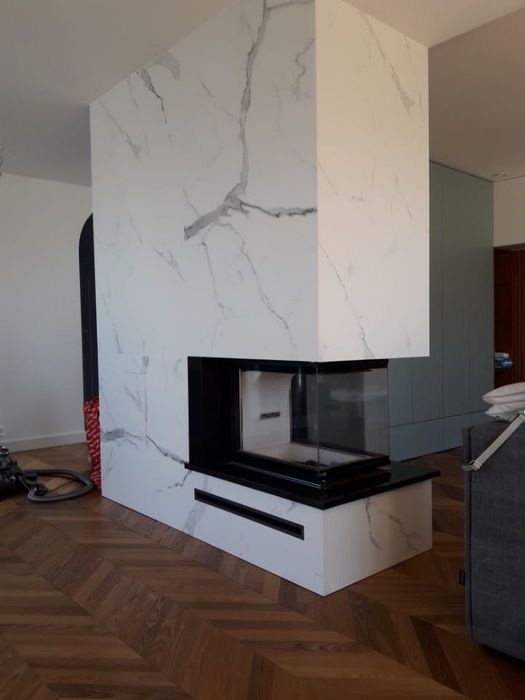 kominek + spieki kwarcowe/ Laminam