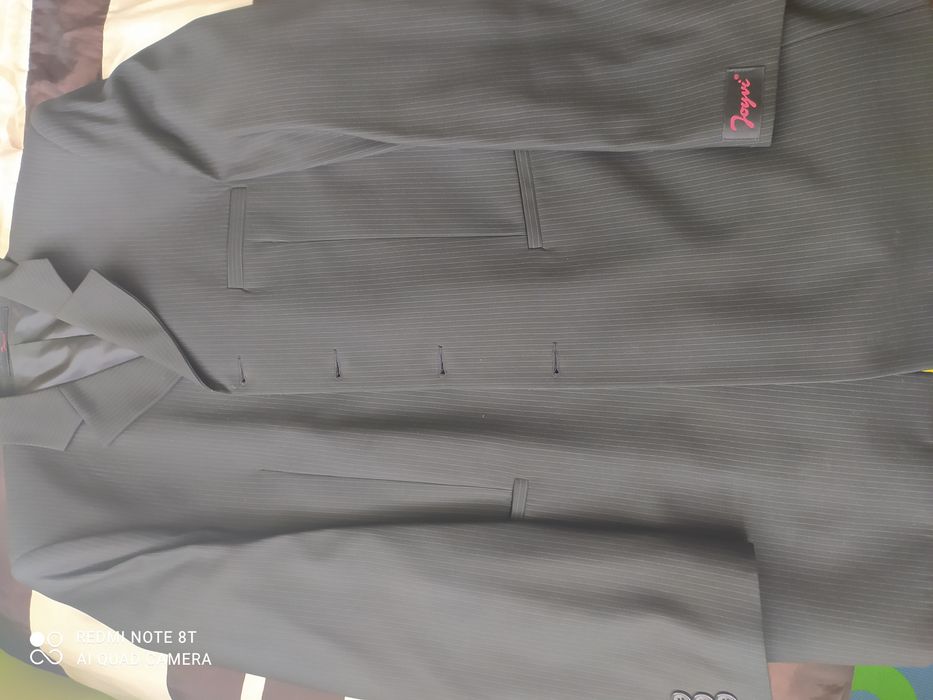 Marynarka czarna prążki męska