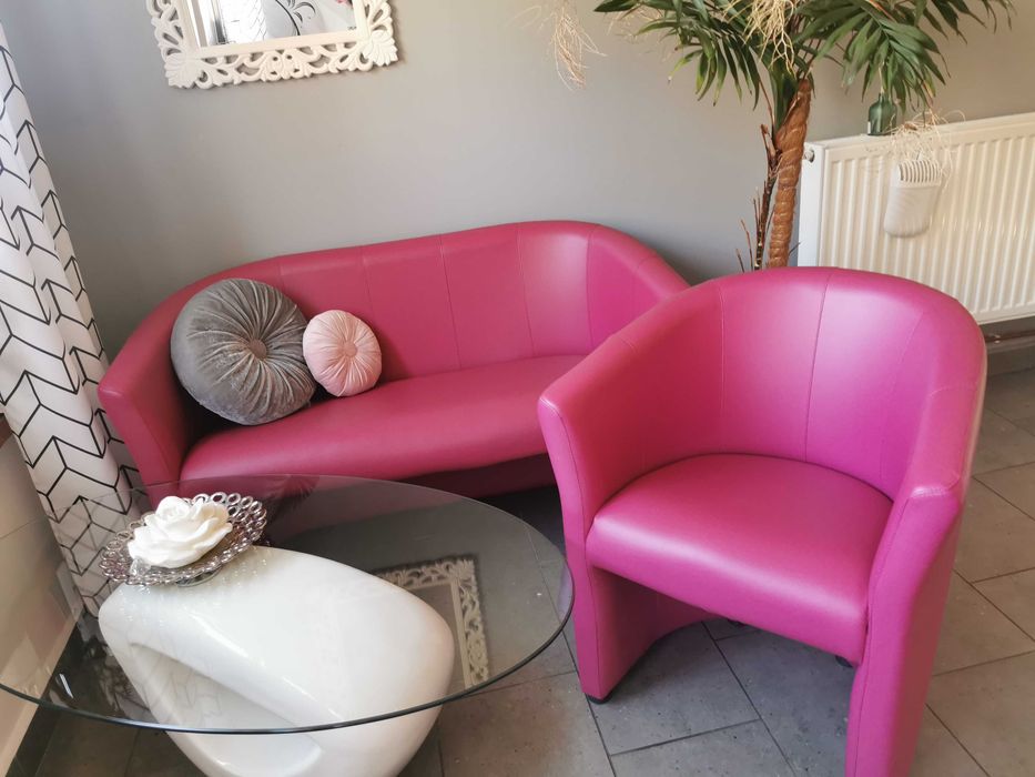Komplet do poczekalni /sofa + fotel /fuksja