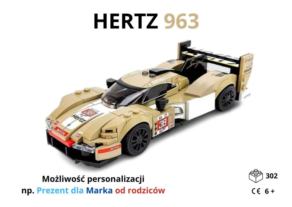Klocki wzór LEGO HERTZ 963 LeMans HYPERCAR Autko Samochodzik PUDEŁKO