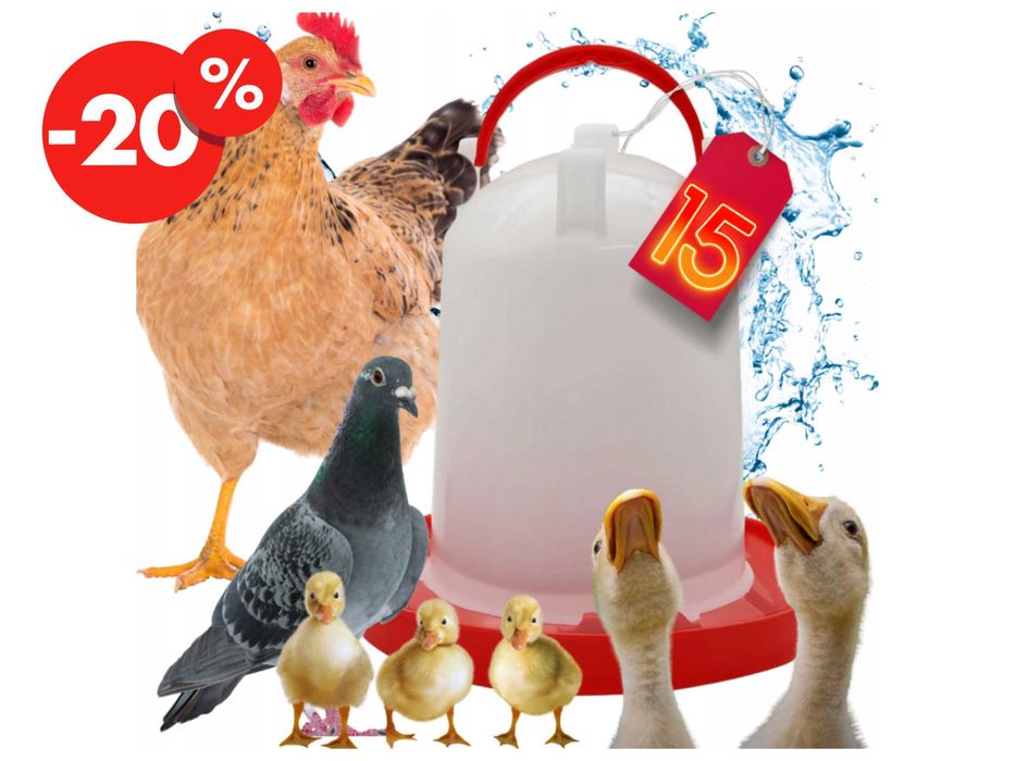 Automatyczne Poidło Dla Drobiu Kur Gęsi Kaczek 15L Dozownik - OKAZJA