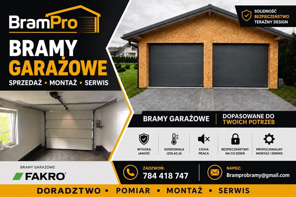 Brama garażowa segmentowa antracyt RAL7016 grafit brązowa biała lub srebna 3000x3000