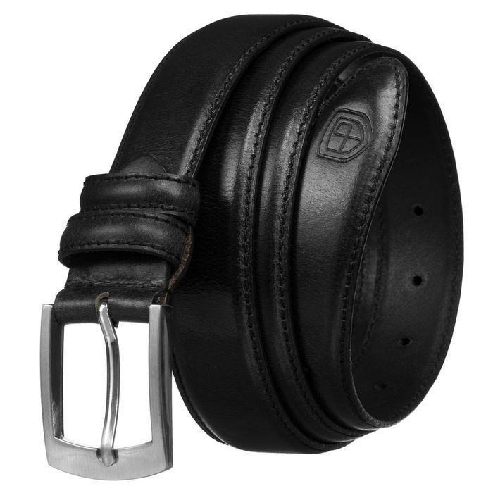 Skórzany, klasyczny, czarny pasek męski - Peterson 125