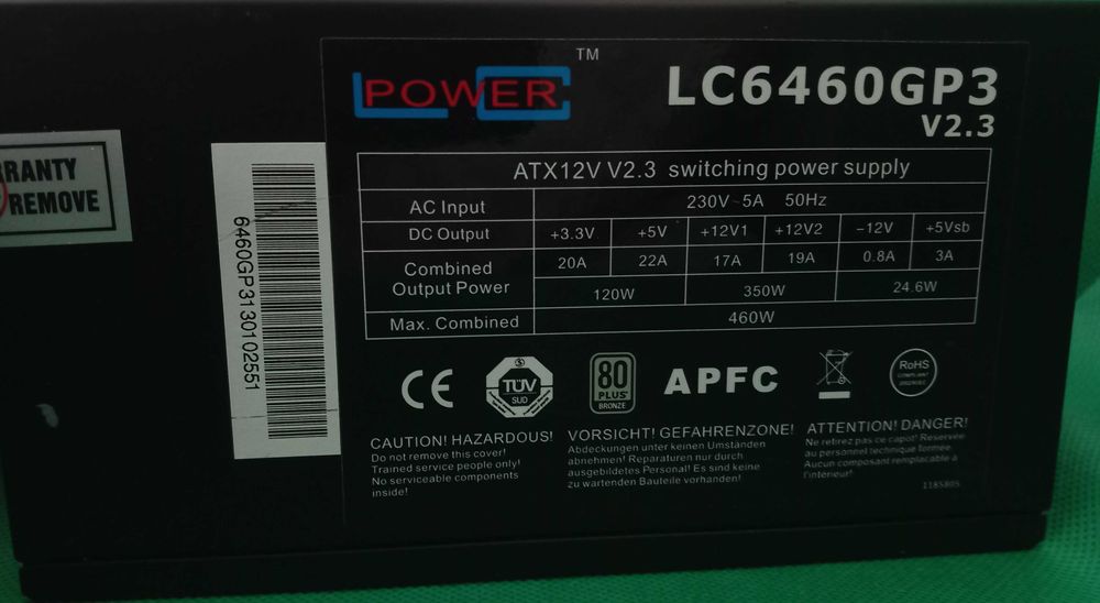 Fonte de Alimentação Power LC 460W 80Plus bronze V2.3