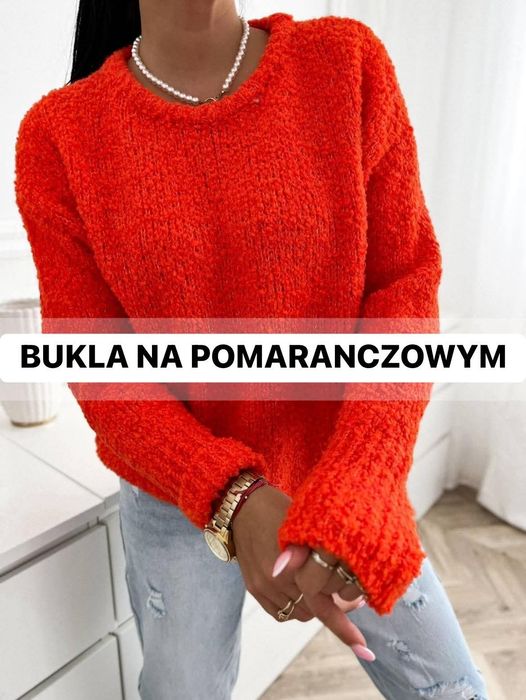Sweterek bukla pomarańczowa,moher xs-l
