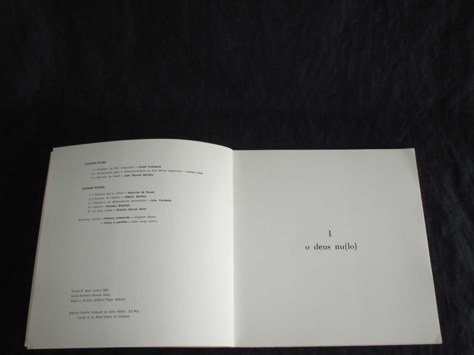 Livro O deus nu(lo) António Ramos Rosa