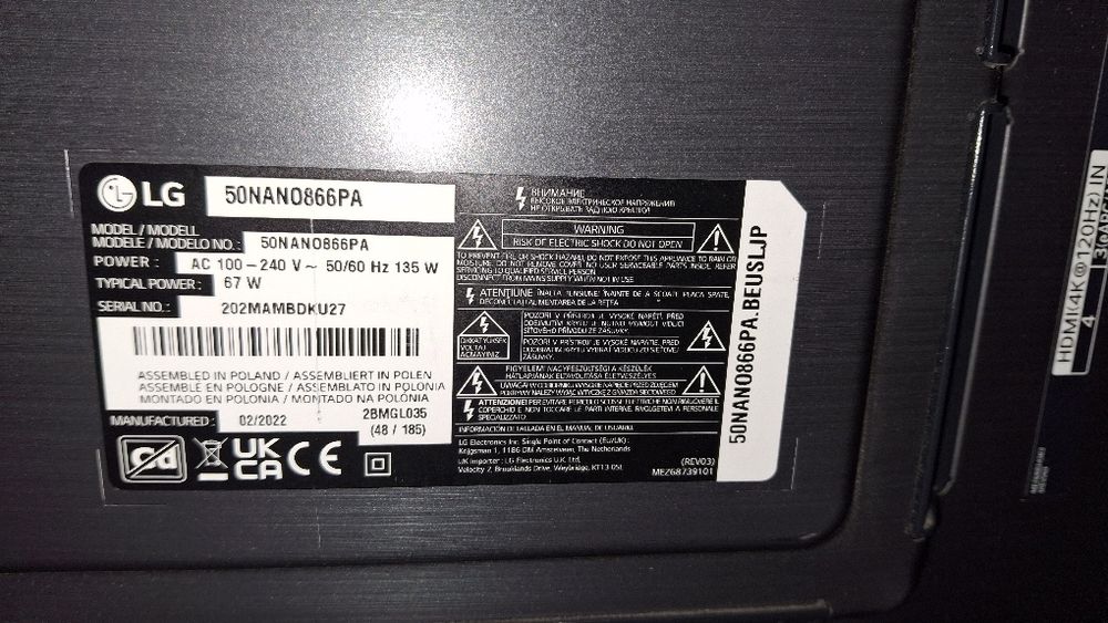 LG NANOCEL 50 polgadas peças
