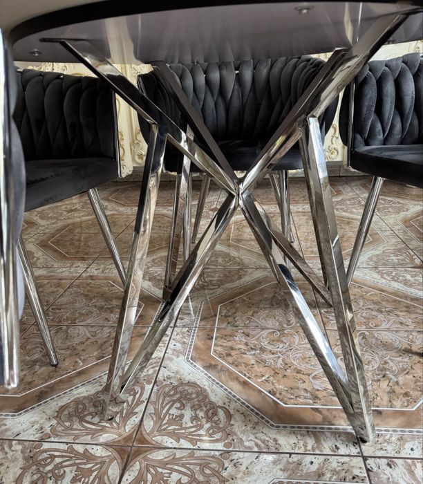Stół Jadalny MURANO 120 cm ogrągły chromowane nogi glamour
