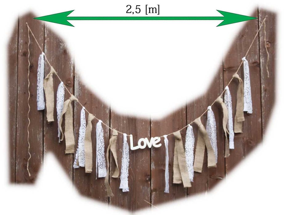 Girlanda ślubna weselna na ślub sale sesja styl boho rustykalna LOVE