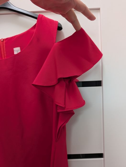 Krist sukienka z falbankami fuksja różowa prosta L 40