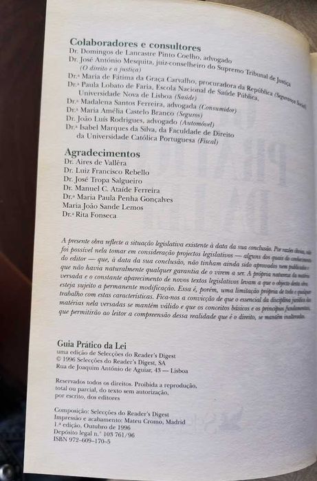 Livro ” Guia Prático da Lei”  Selecções Reader´s Digest