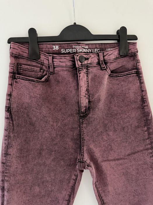 Jeansy super skinny, wysoki stan 38