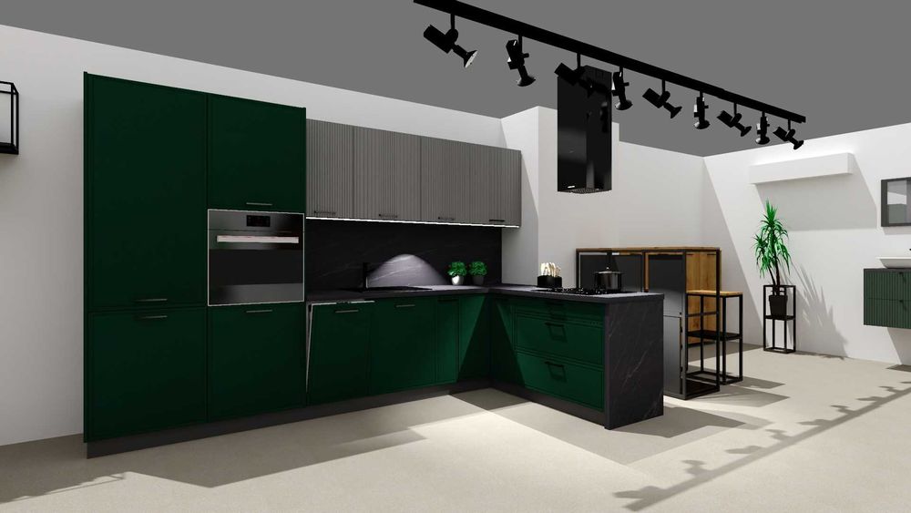 Zestaw mebli kuchennych zielony wyprzedaż