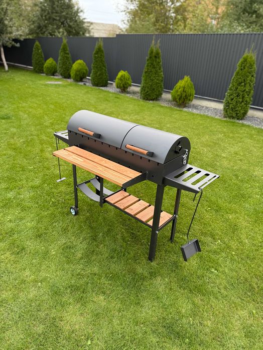 Мангал-барбекю 5 мм з дровницею і кришками - готуйте з комфортом