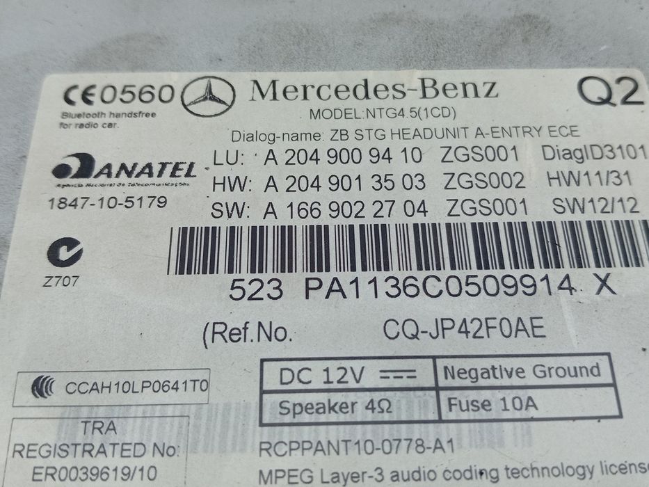 Rádio / auto-rádio MERCEDES-BENZ Classe C (W204)