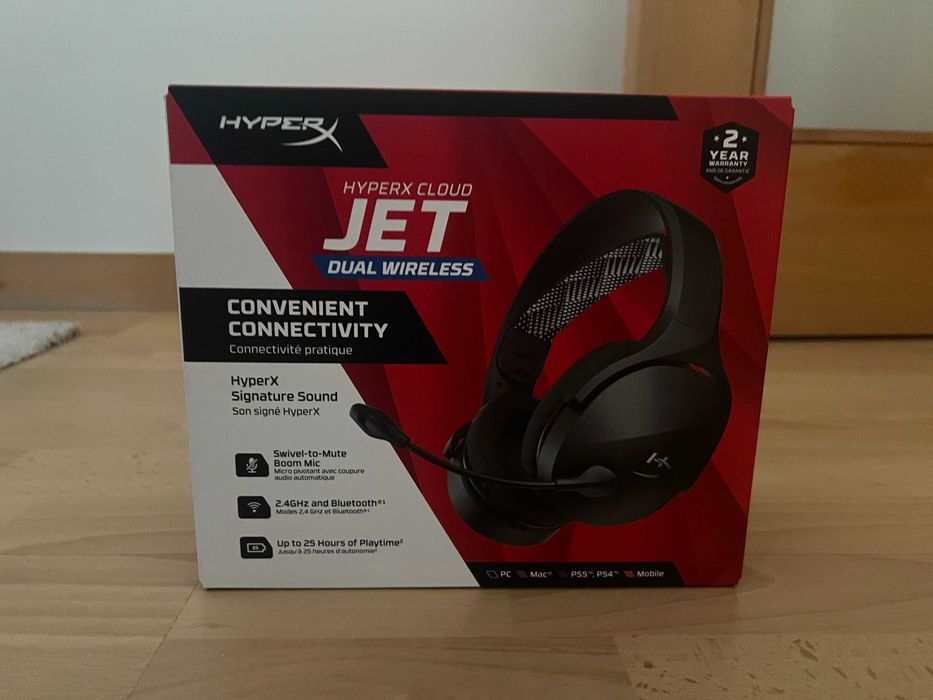 Headset Gaming HyperX Cloud Jet Dual Wireless PS5/PC/Bluetooth