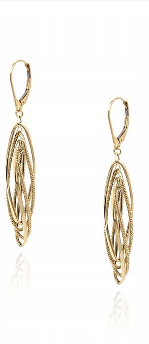 Kolczyki złote wiszące elipsy diamentowane 585