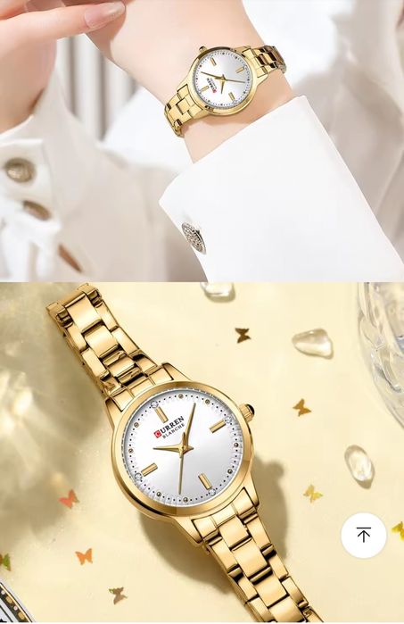 Luksusowy zegarek damski marki Curren srebrny bransoleta