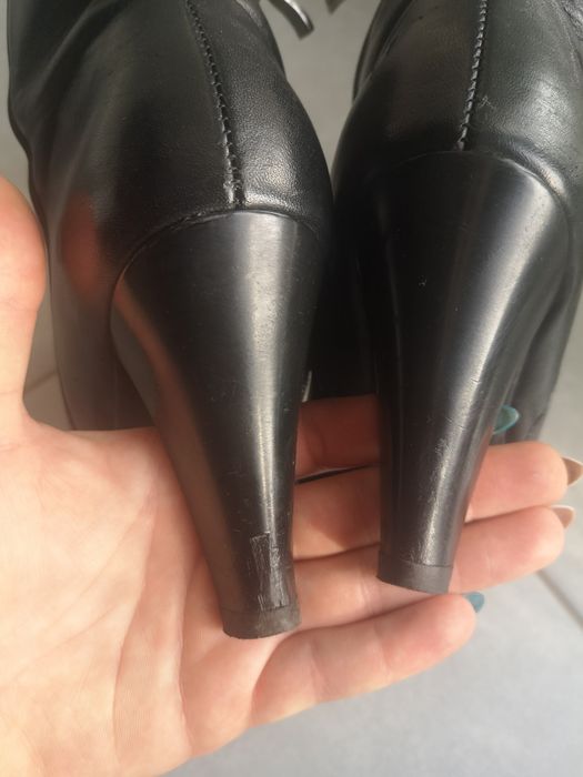 Czarne skórzane botki 37 buty damskie