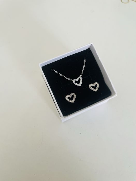 Conjunto colar e brincis prsteafos em aço inoxidável