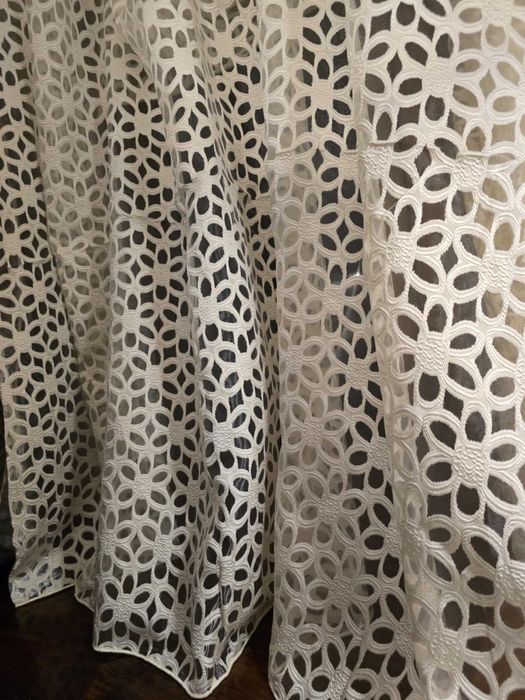 firanki z metra KWIAT haft+obciąznik, wys 280 cm KREMOWA promocja