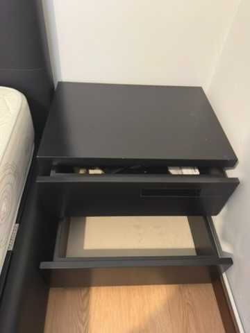 Conjunto quarto preto (cama 135x200 + colchão + 1 mesa de cabeceira)
