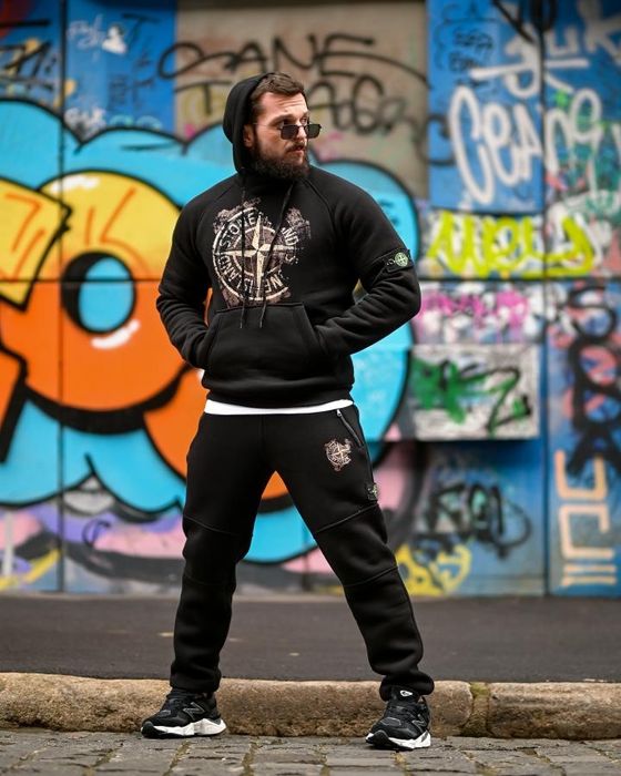 Чоловічий зимовий спортивний костюм Stone Island gerona black комплект