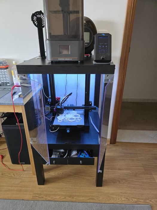 Ender 3 V2 3D Printer + Cabinet + CRTouch + Dual Z + RGB + Dual Gear Extruder + Capricorn PFTE  and others