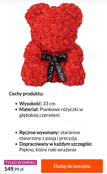 Piękny miś dla dziewczynki z różyczek piankowych czerwonych