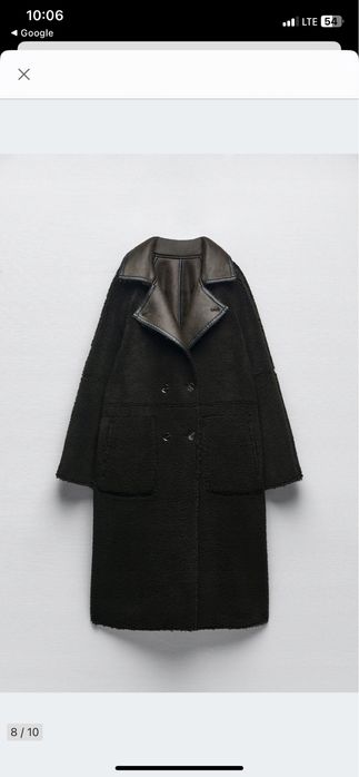 Dwustronny płaszcz kozuch Kożuszek Zara brązowy czekoladowy