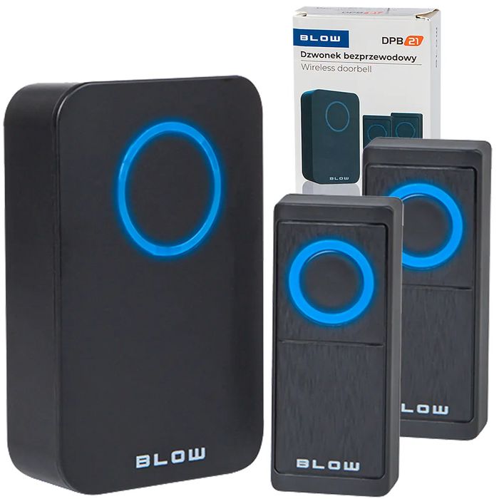 Dzwonek bezprzewodowy do drzwi furtki bramy Blow DPB-21 czarny 17-105#