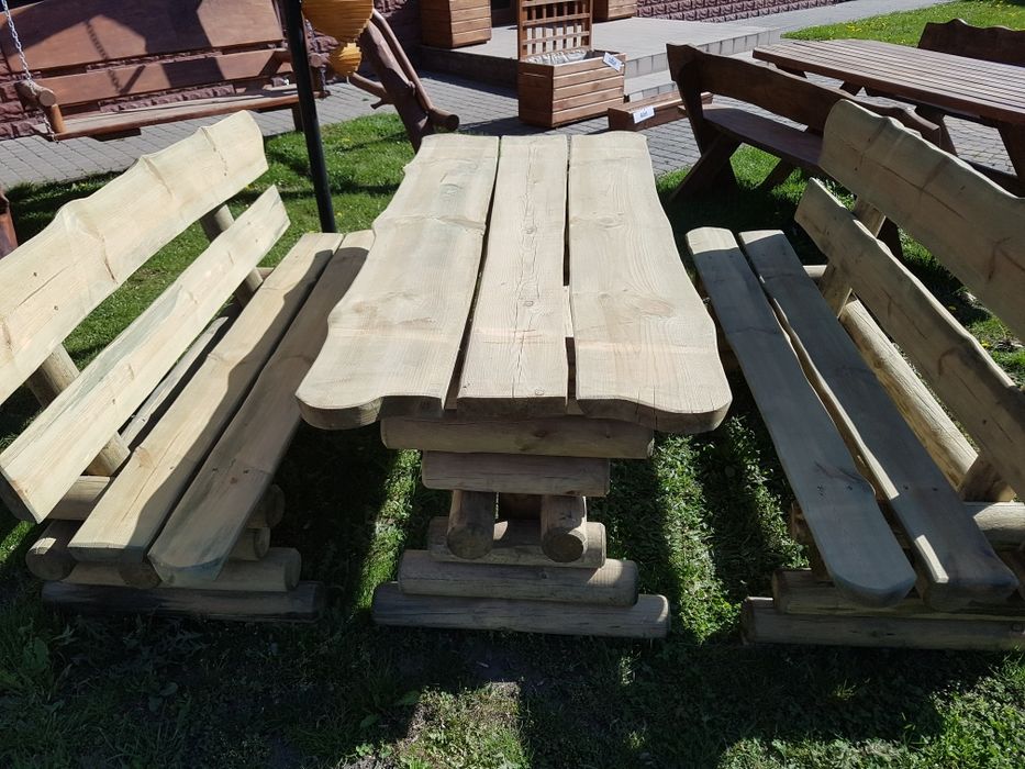 Meble ogrodowe grube ciężkie solidne stół ławka