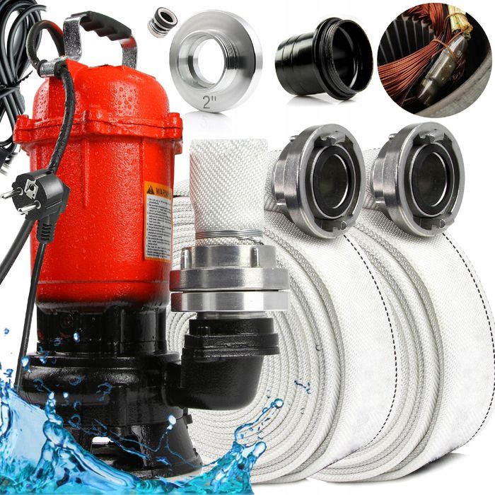 Pompa Do Szamba Wody Brudnej Czystej Szlamowa Wąż 60M Rozdrabniacz