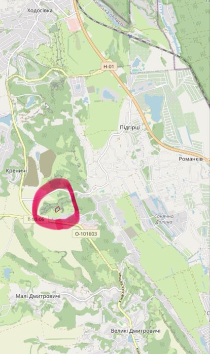 Продається-Земельна Ділянка-1га / під Києвом, с.ПІДГІРЦІ,Обухівський р-н.