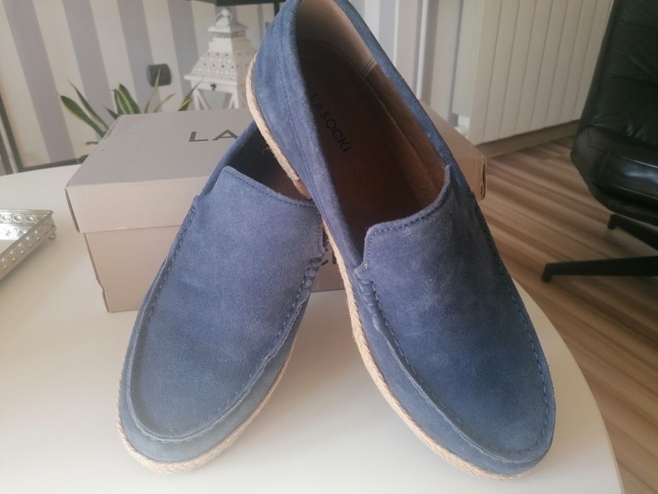 Półbuty męskie mokasyny Lasocki model Espana-04 MI07 kolor Denim. NOWE