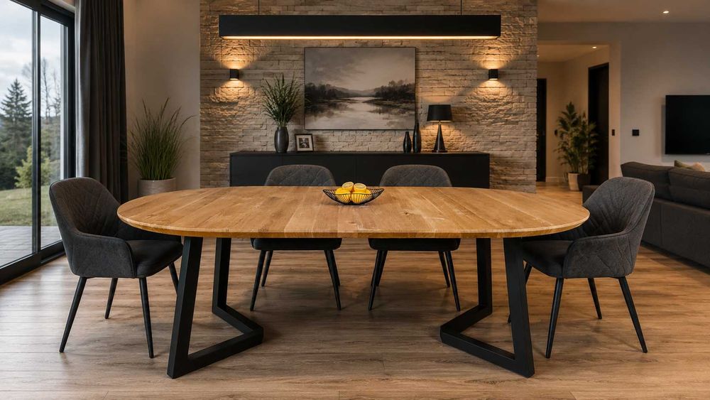 Stół Dębowy Okrągły LOFT - 100% Lite Drewno Różne Wymiary Rozkładany
