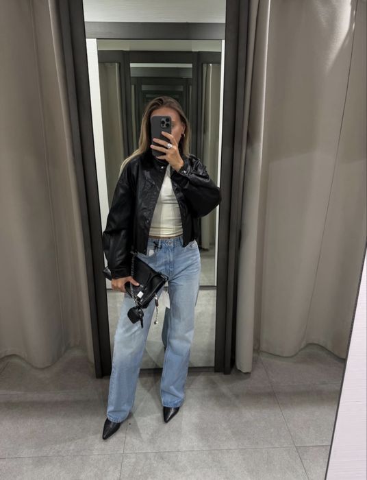 Прямі світлі блакитні джинси джинсы прямые zara straight 38 40 M L