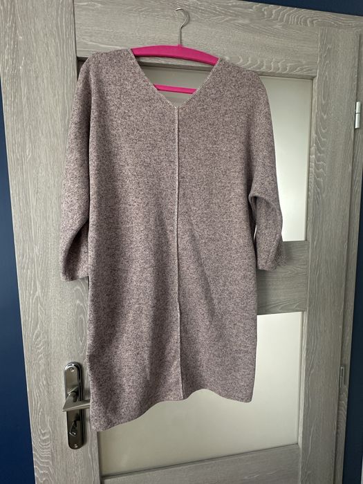 Elegancki sweter sukienka tunika z cyrkoniami MILADY – stan idealny, Made in Italy