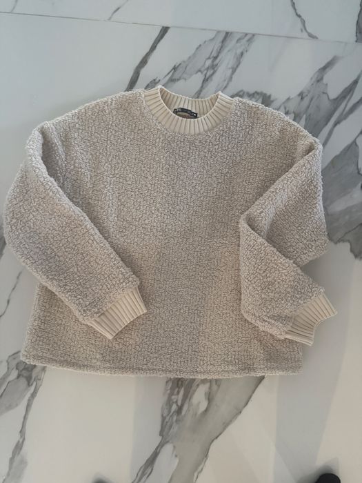 Zara sweter boucle kremowy M/38 baranek,