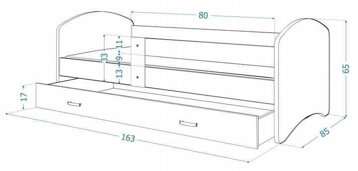 Łóżko dla dziecka z materacem 160/80