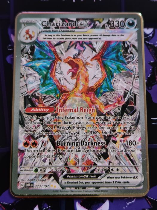 Karta Pokemon Metalowa Złota Charizard
