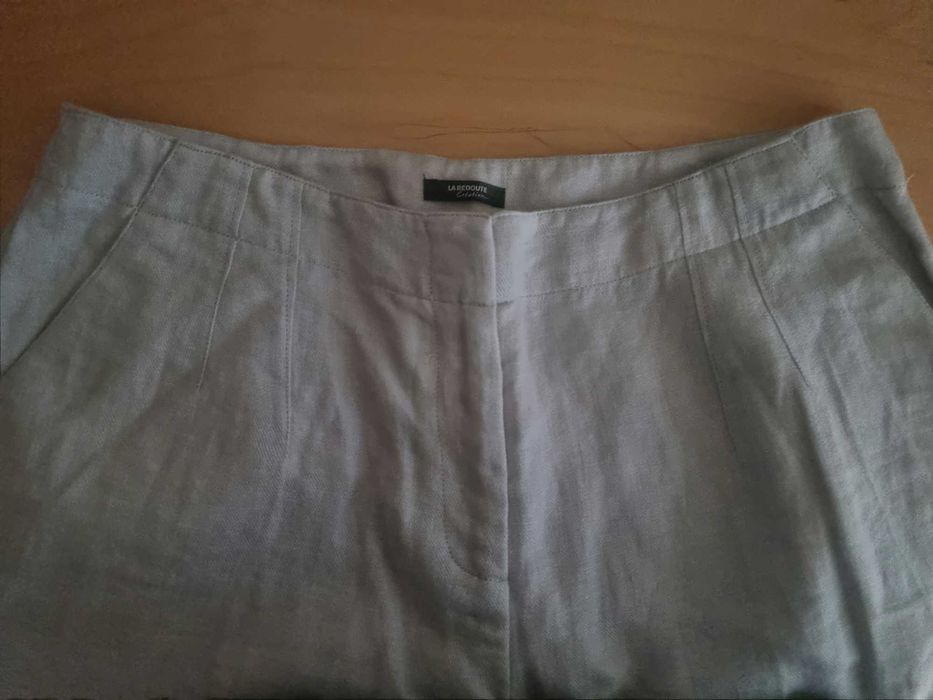 Calças de linho azul La Redoute