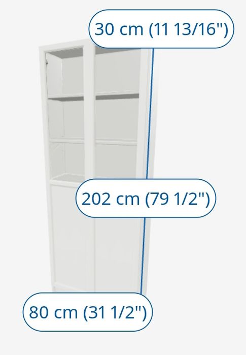 Estante c/painel/portas de vidro, branco, 80x30x202 cm