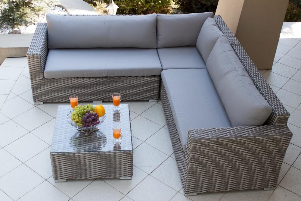 Zestaw meble ogrodowe technorattan  narożnik szary LUCIO