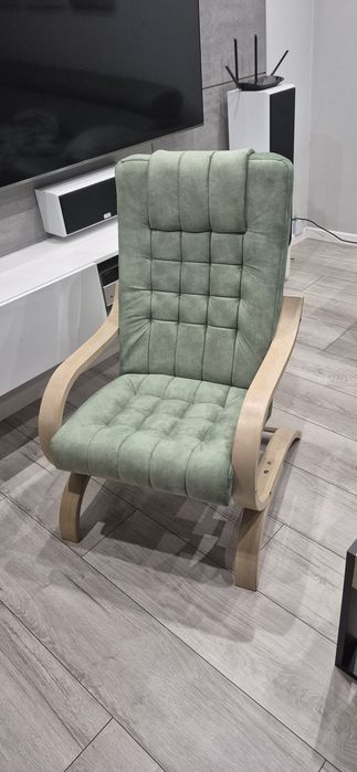 Nowy Fotel Finka Krzyżak Bukowy Pikowany Terra 33