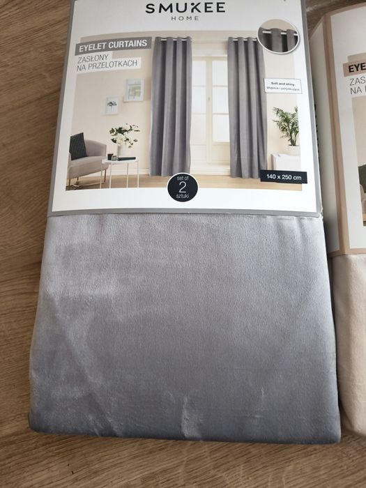 Zasłony welurowe beżowe i szare