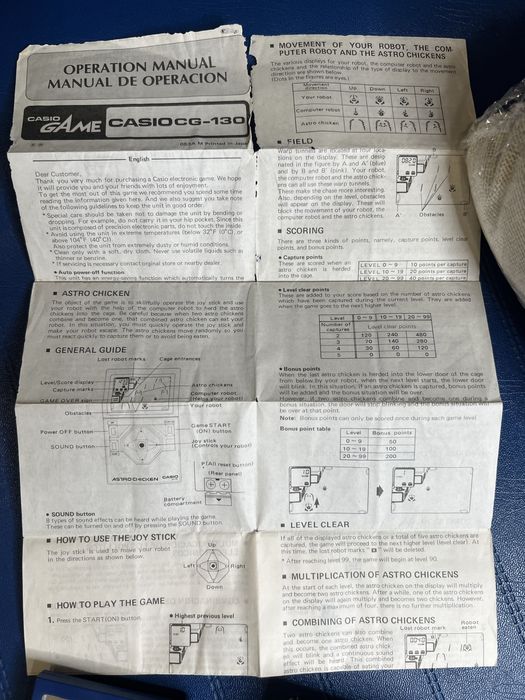 Videojogo da Casio CG-130 Astro Chicken